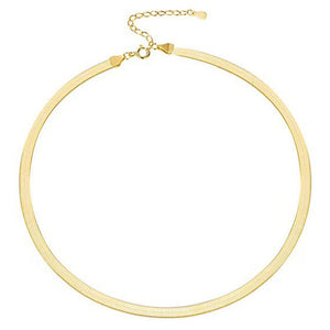 Gold Plated Stainless Steel Herringbone Chain Necklace