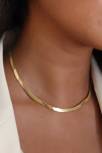 Gold Plated Stainless Steel Herringbone Chain Necklace