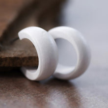 Load image into Gallery viewer, White Wood Hoop Earrings
