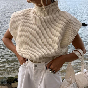 Solid Color Turtleneck Sweater Top