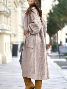 Pocket Lengthened Thickened Knitted Cardigan
