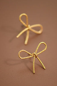 Gold Bow Knot Studded Earrings
