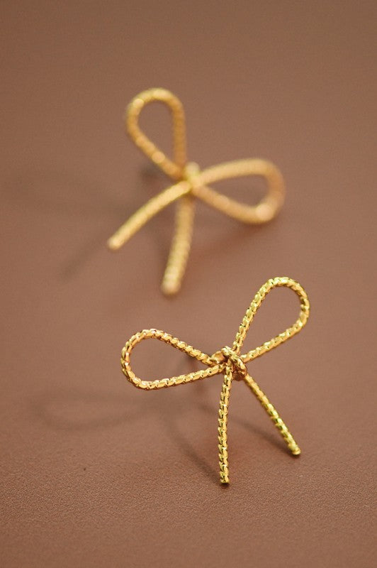 Gold Bow Knot Studded Earrings