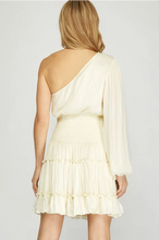 Load image into Gallery viewer, One Shoulder Satin Tiered Dress
