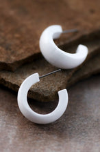 Load image into Gallery viewer, White Wood Hoop Earrings
