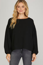 Load image into Gallery viewer, Woven Top with Bubble Sleeves and Smocked Detail
