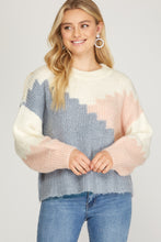 Load image into Gallery viewer, Color Blocked Knit Sweater Top
