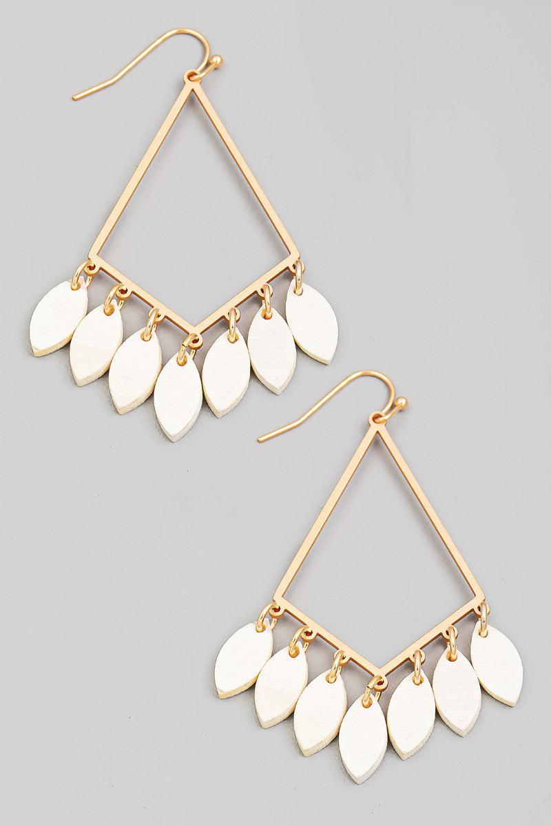 White Leaf Drop Earrings