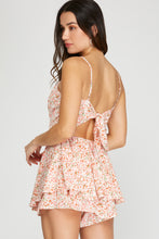 Load image into Gallery viewer, Tied Open Back Floral Romper
