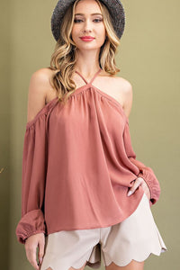 Solid Off the Shoulder Top with Strap Detail
