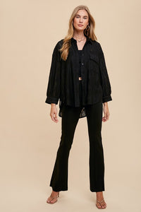 Textured Loose Fit Woven Shirts Top