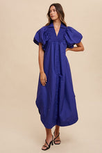 Load image into Gallery viewer, Smocked Detail Puff Sleeve Midi Dress
