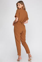 Load image into Gallery viewer, Short Sleeve Woven V Neck Jumpsuit
