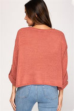 Load image into Gallery viewer, 3/4 Roll Up Sleeve Knit Sweater

