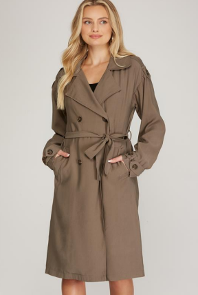 Shoulder Detail Mocha Trench Coat