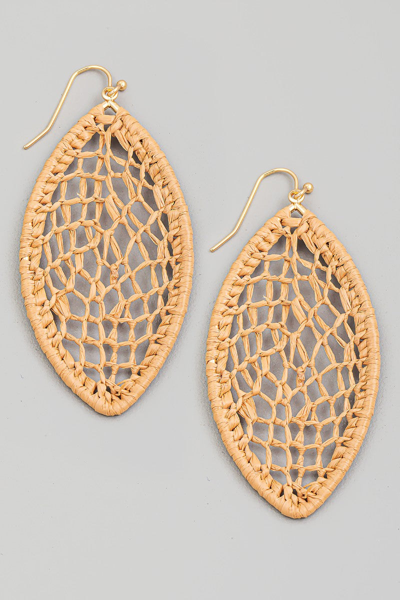 Raffia Braided Oval Drop Earrings
