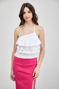 White Ruffle Top