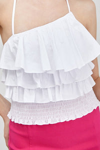 White Ruffle Top