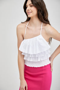 White Ruffle Top