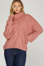 Load image into Gallery viewer, Turtleneck Cable Knit Sweater
