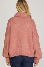 Load image into Gallery viewer, Turtleneck Cable Knit Sweater
