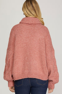 Turtleneck Cable Knit Sweater