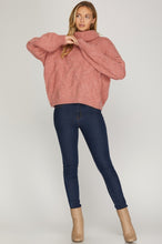 Load image into Gallery viewer, Turtleneck Cable Knit Sweater
