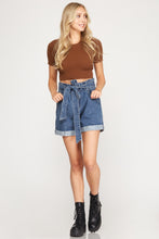 Load image into Gallery viewer, Paper Bag Denim High Waist Shorts
