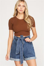 Load image into Gallery viewer, Paper Bag Denim High Waist Shorts
