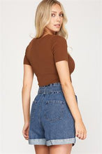 Load image into Gallery viewer, Paper Bag Denim High Waist Shorts
