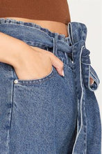 Load image into Gallery viewer, Paper Bag Denim High Waist Shorts
