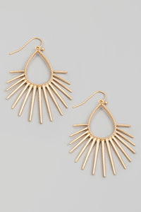 Teardrop Cutout Fringe Drop Earrings