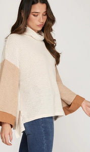 Thermal Knit Color Blocked Top