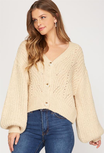Cropped Drop-Shoulder Cardigan