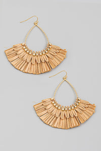 Teardrop Raffia Fan Drop Earrings