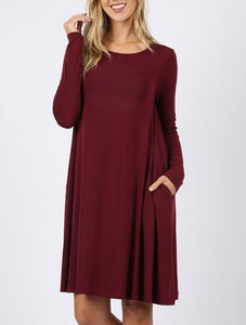 Long Sleeve Flare Dress With Pockets
