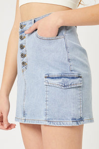 Buttoned Denim Skirt