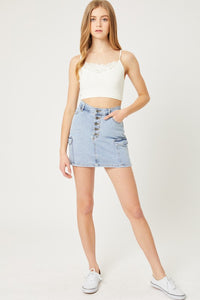 Buttoned Denim Skirt