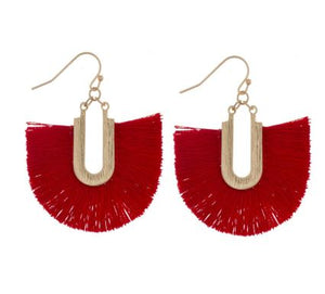 Red Hot Fanned Tassel Earrings
