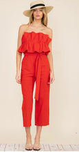 Load image into Gallery viewer, Front Ruffle Linen Jumpsuit
