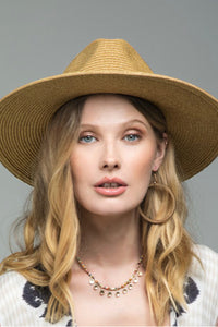 Duo-Tone Panama Hat with Wood Beads