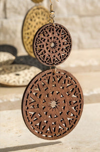 Mandala Double Wood Earring
