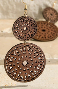 Mandala Double Wood Earring