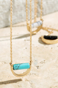 Brass Semi-Circle Pendant Necklace