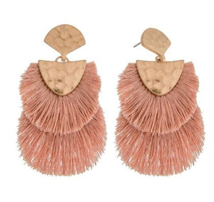 Dusty Pink Tassel Earrings