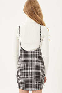 Plaid Tie Shoulder Overall Dress