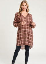 Load image into Gallery viewer, Plaid Hooded V-Neck Tunic
