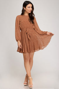 Long Sleeve Woven Printed Dress