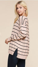 Load image into Gallery viewer, Round Neck Ivory Stripped Sweater
