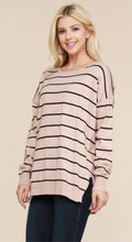 Load image into Gallery viewer, Round Neck Ivory Stripped Sweater
